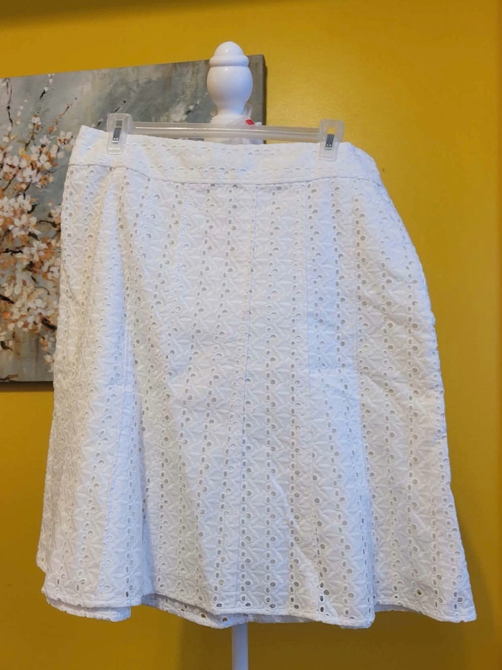 Ann Taylor White Eyelet A-Line Skirt